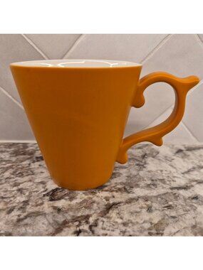 Tazo Ceramic Mug With Unique Handle Design – Orange – 10 Oz Capacity READ